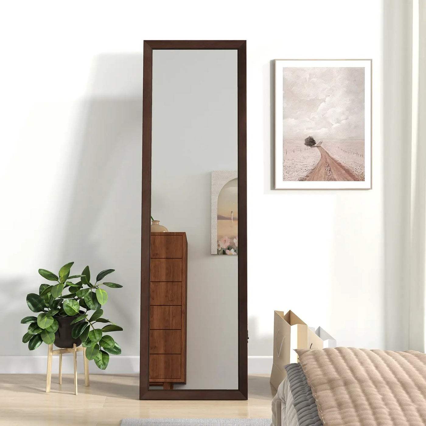 Full Length Mirror with Stand and Solid Wood Frame by DirectDeals