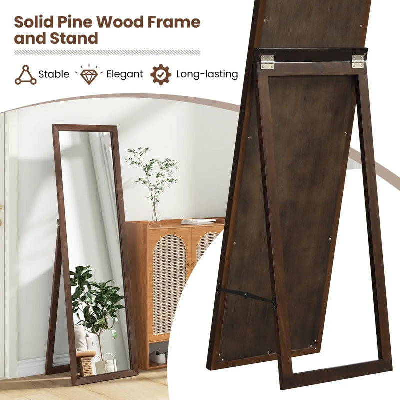 Full Length Mirror with Stand and Solid Wood Frame by DirectDeals