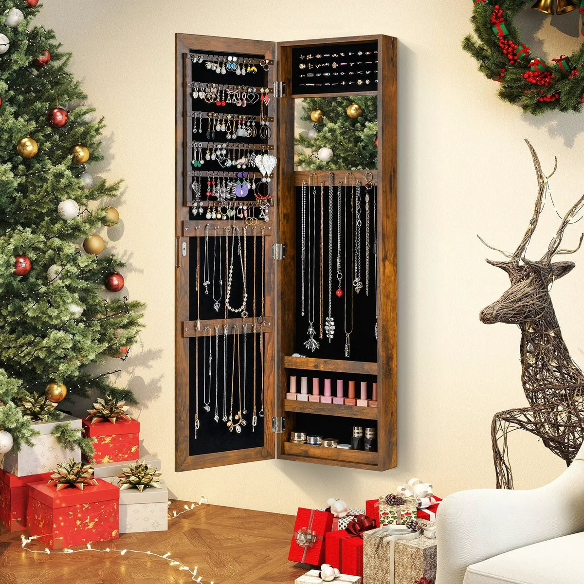 Jewelry Cabinet Wall or Door Mounted Jewelry Armoire Modern Hanging Jewelry Organizer by DirectDeals