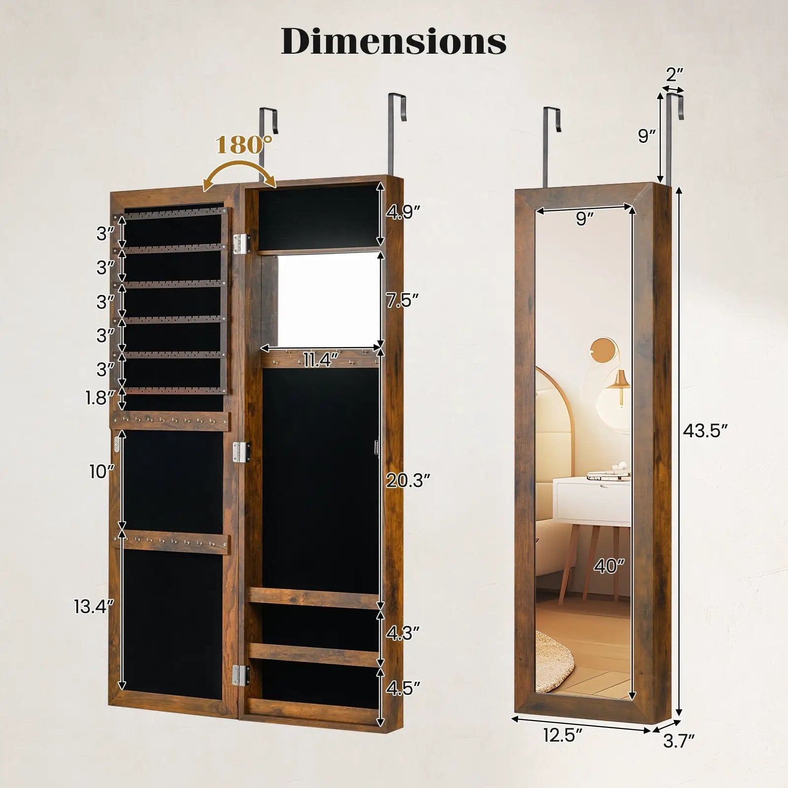 Jewelry Cabinet Wall or Door Mounted Jewelry Armoire Modern Hanging Jewelry Organizer by DirectDeals