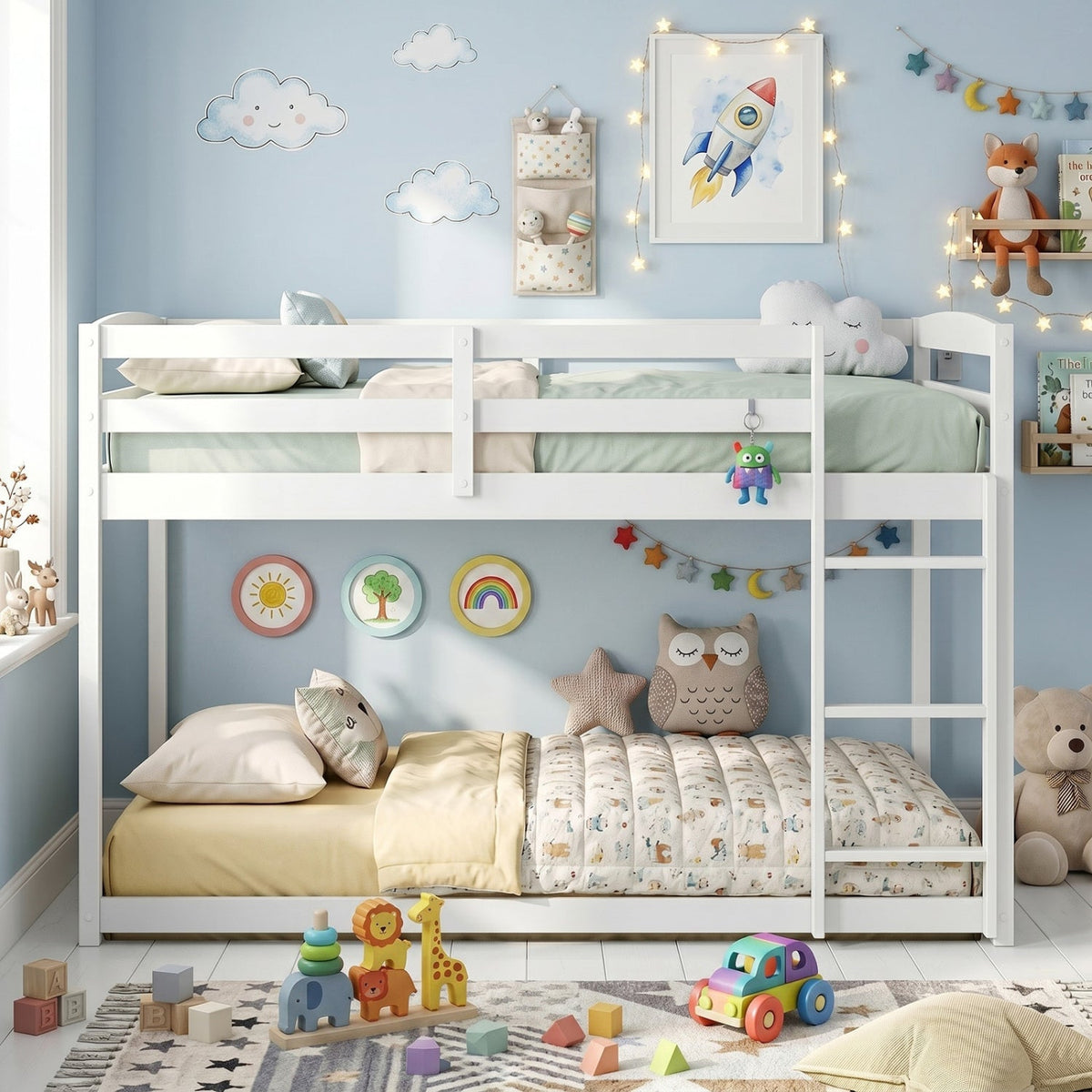 Full Over Full Bunk Bed with Ladder and Safety Guardrails, photo 2 of 10