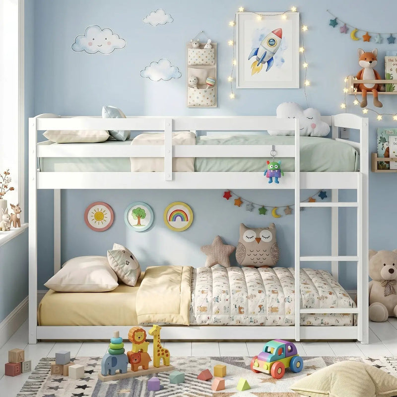 Full Over Full Bunk Bed with Ladder and Safety Guardrails by DirectDeals