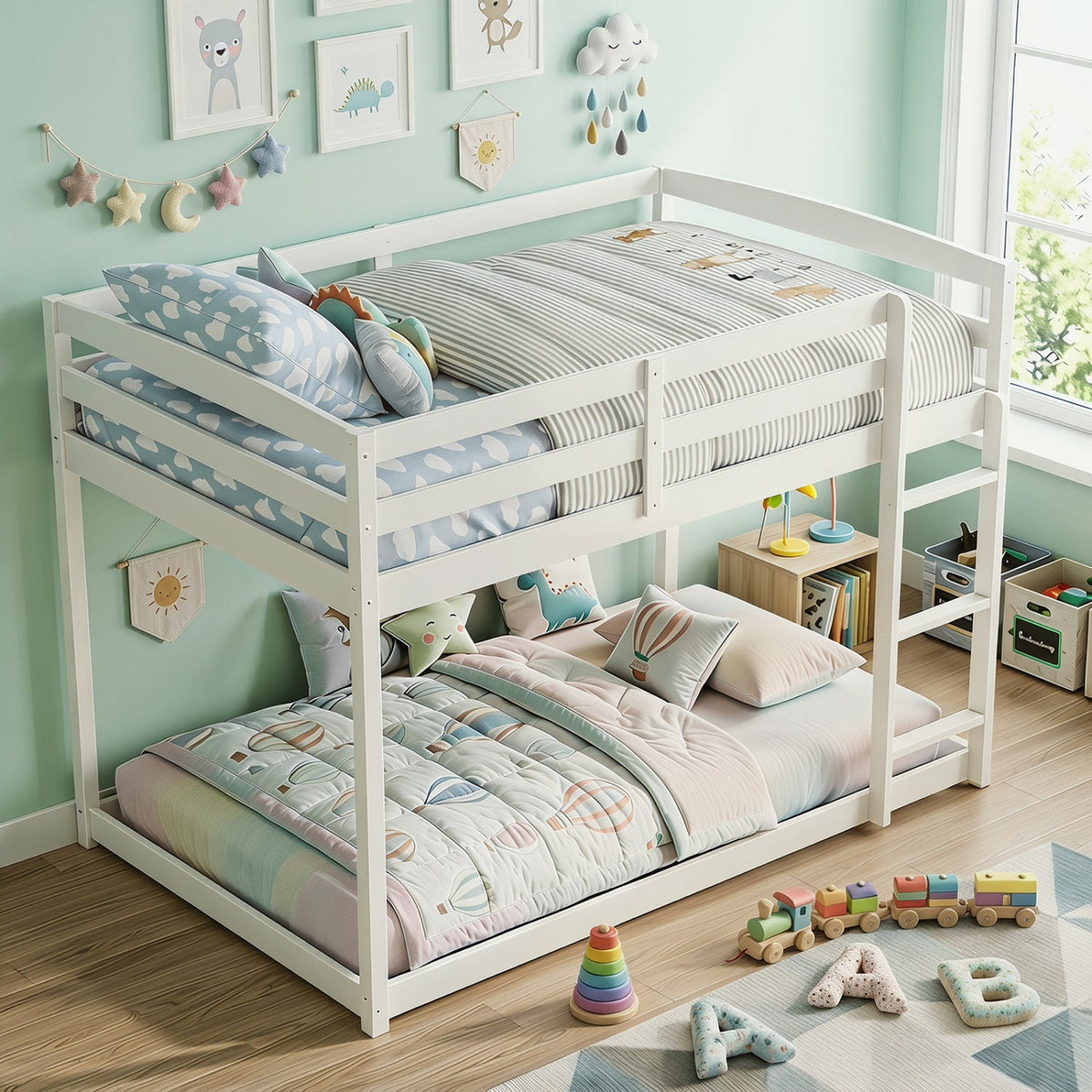 Full Over Full Bunk Bed with Ladder and Safety Guardrails, photo 5 of 10