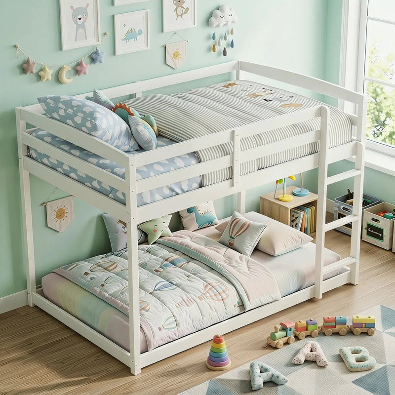 Full Over Full Bunk Bed with Ladder and Safety Guardrails by DirectDeals