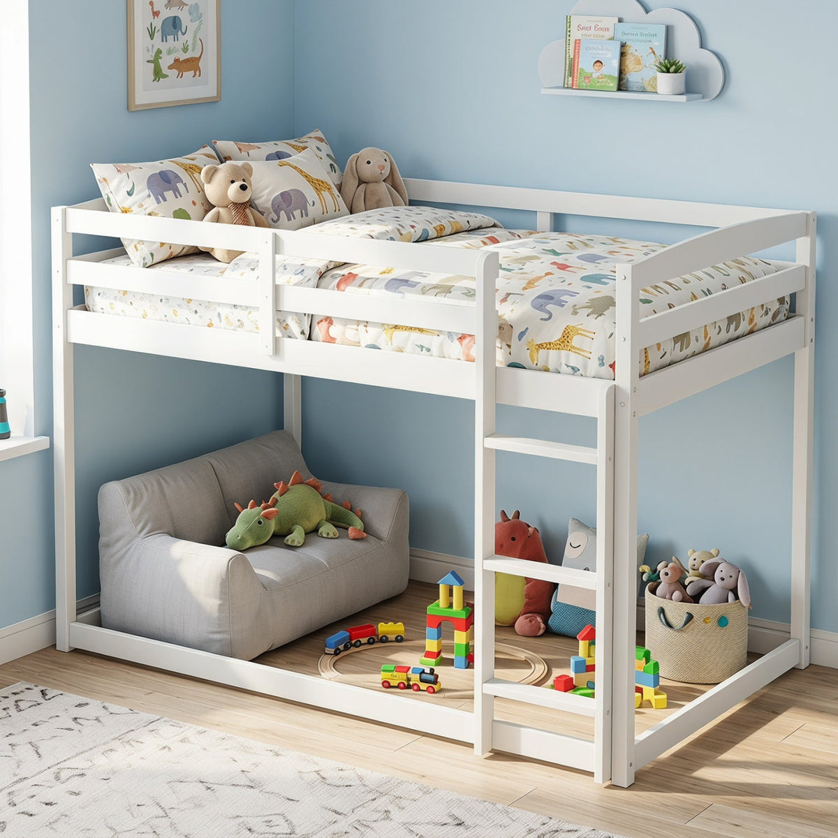Full Over Full Bunk Bed with Ladder and Safety Guardrails, photo 6 of 10