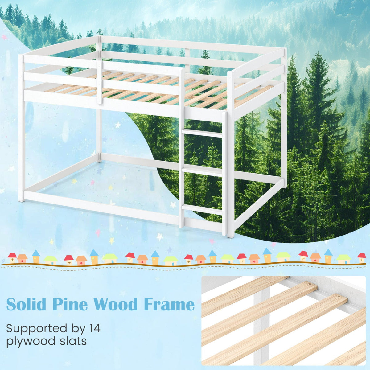 Full Over Full Bunk Bed with Ladder and Safety Guardrails, photo 7 of 10