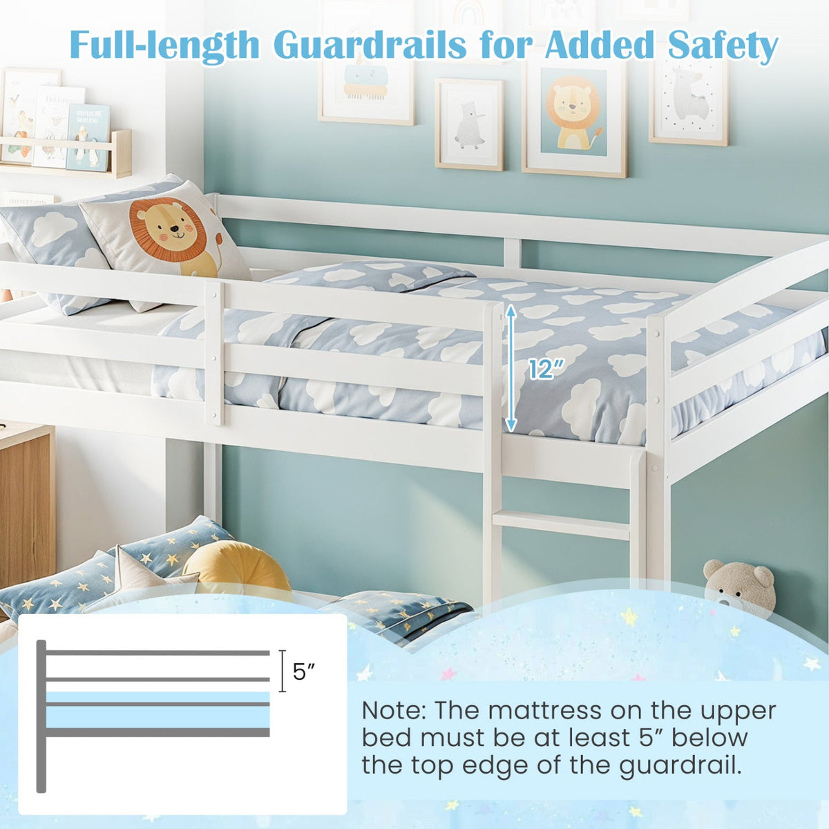 Full Over Full Bunk Bed with Ladder and Safety Guardrails, photo 8 of 10