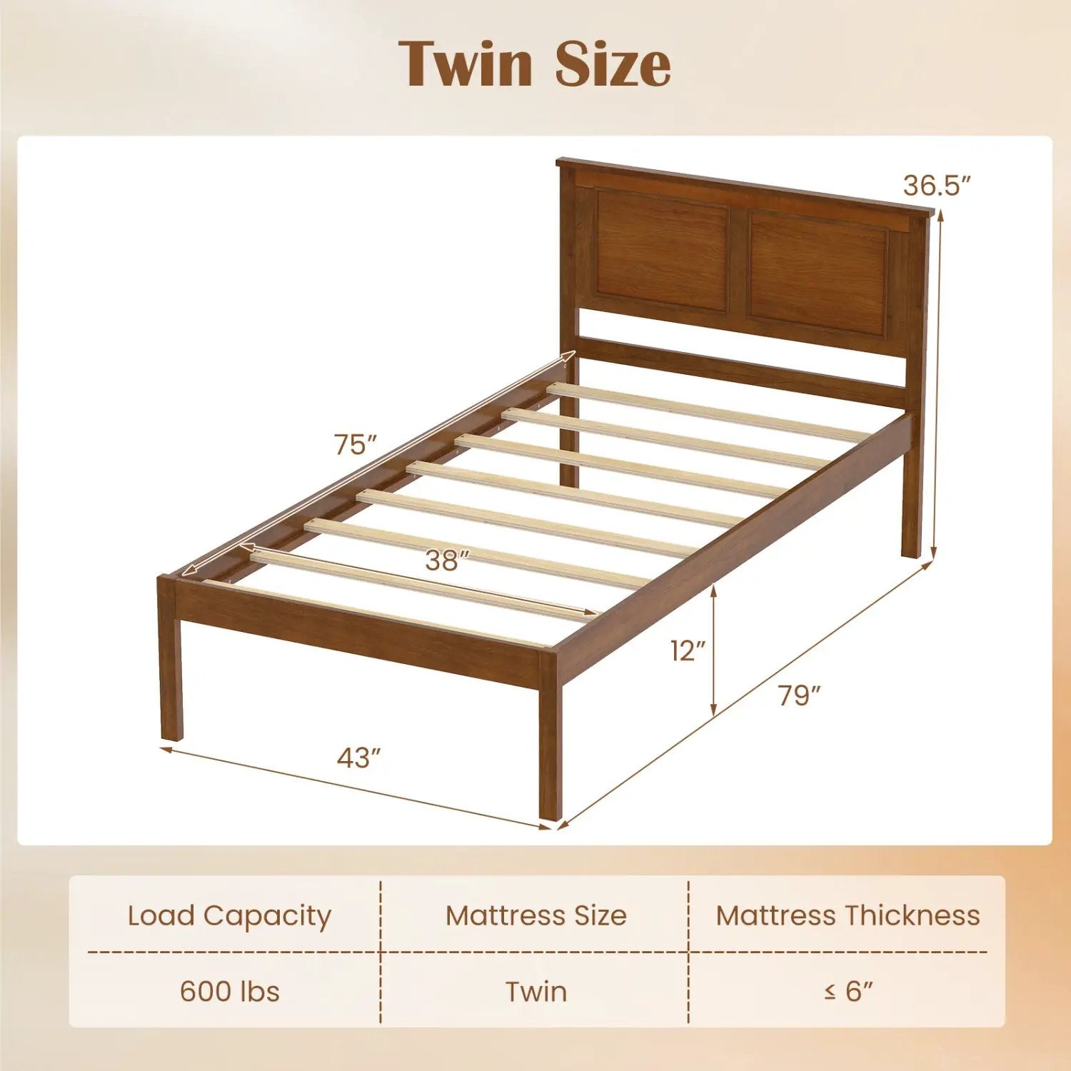 Full/Queen/Twin Size Bed Frame Farmhouse Wooden Platform Bed with Headboard by DirectDeals