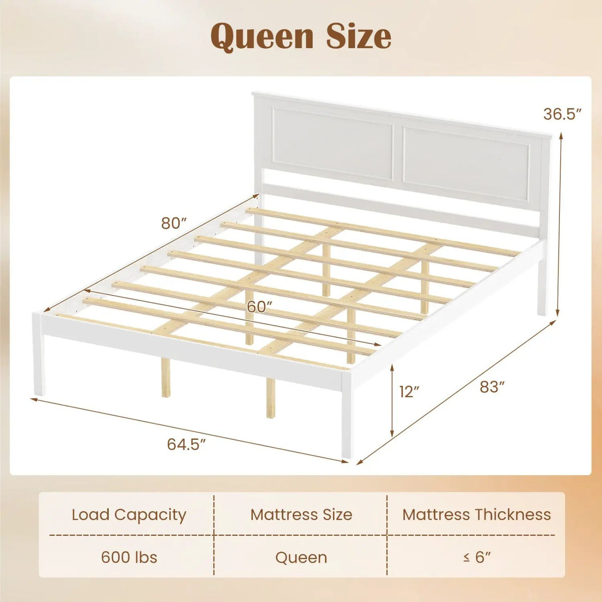 Full/Queen/Twin Size Bed Frame Farmhouse Wooden Platform Bed with Headboard White by DirectDeals