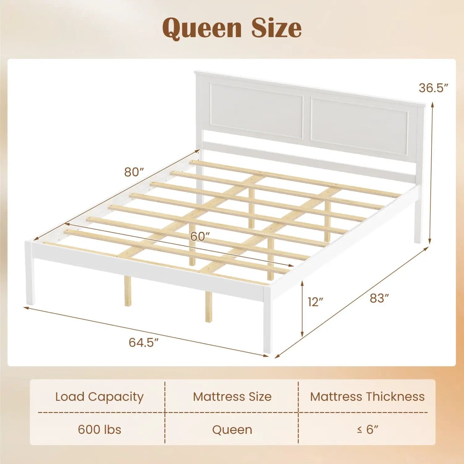Full/Queen/Twin Size Bed Frame Farmhouse Wooden Platform Bed with Headboard White by DirectDeals