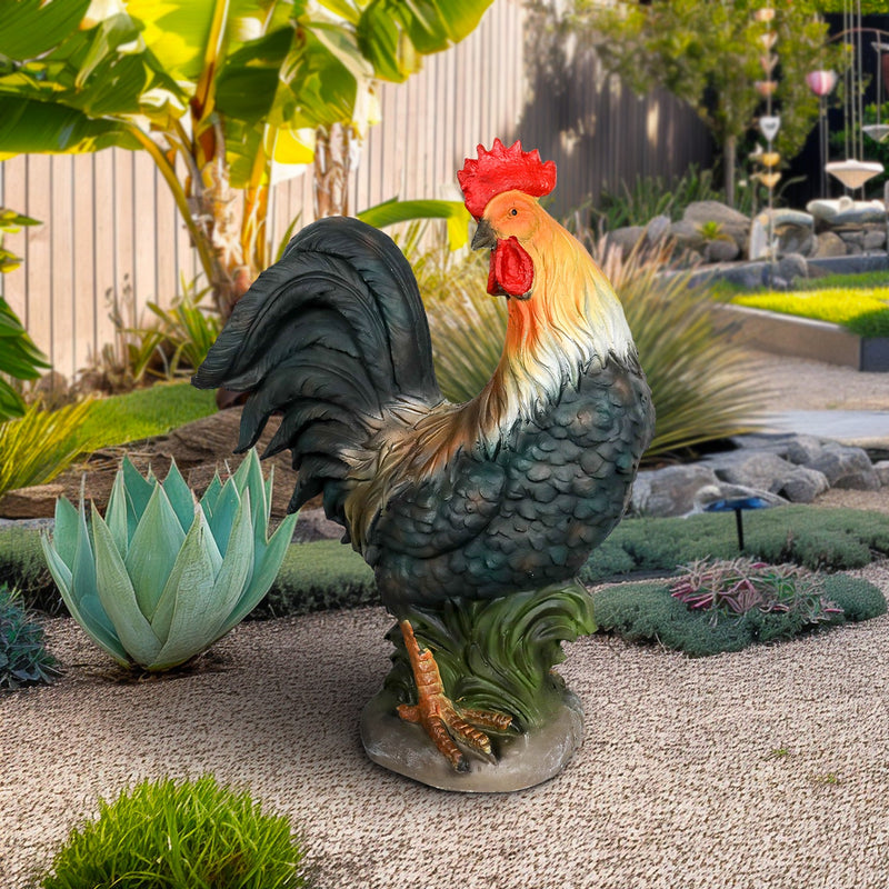 Concrete Rooster Statue Hand Painted Farmhouse 22 In, photo 8 of 15
