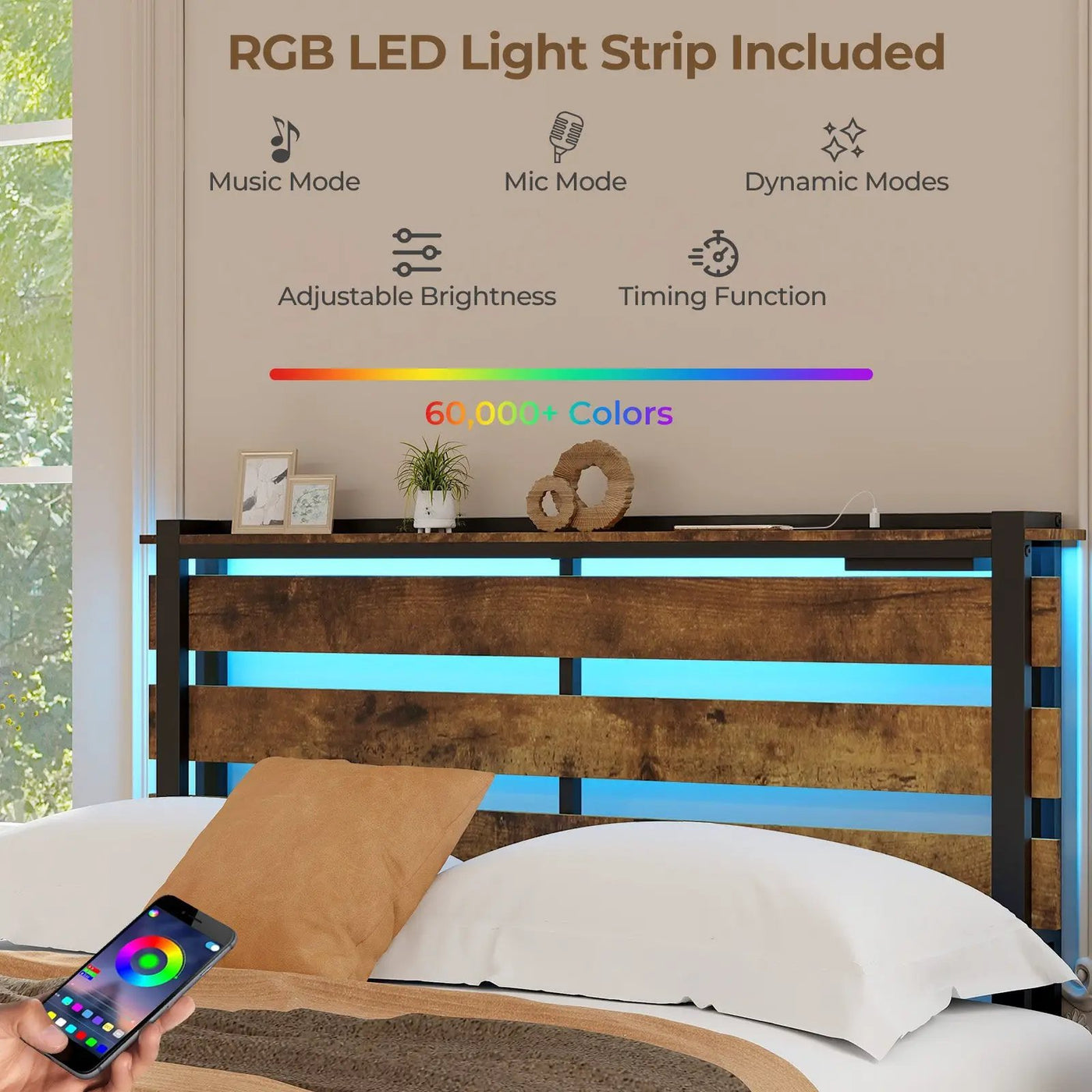 Full/Queen/Twin Size Bed Frame with Drawers LED Lights and USB Ports by DirectDeals