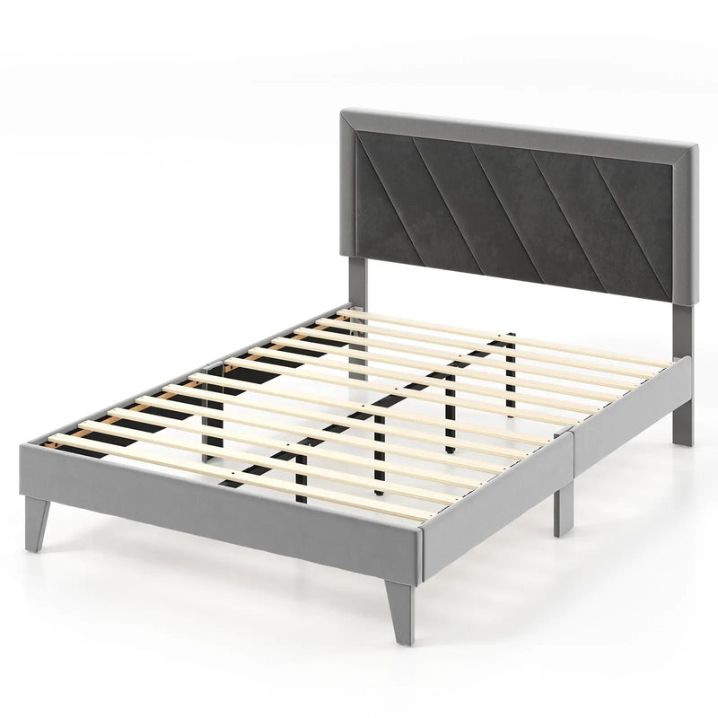 Twin/Full/Queen Platform Bed with High Headboard and Wooden Slats by DirectDeals