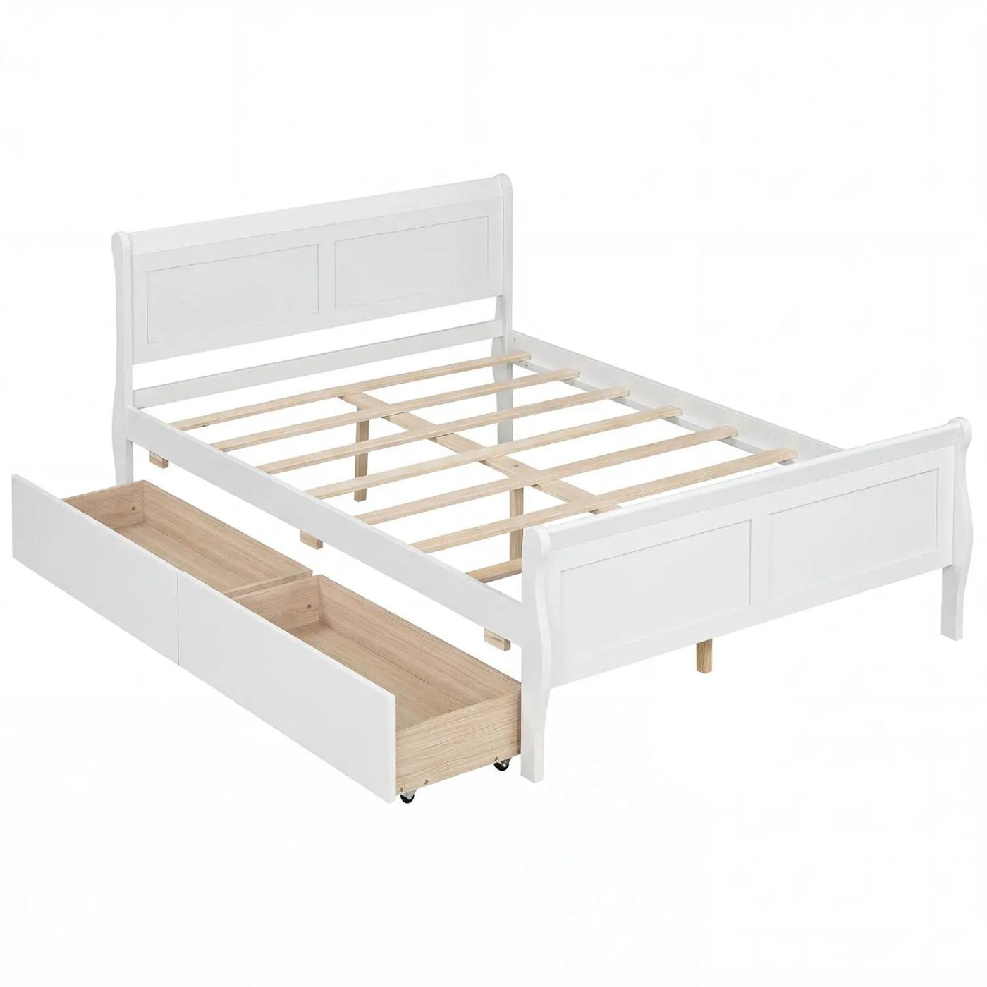 Full Size Bed Frame with 2 Storage Drawers and Footboard for Kids Teens Adults by DirectDeals