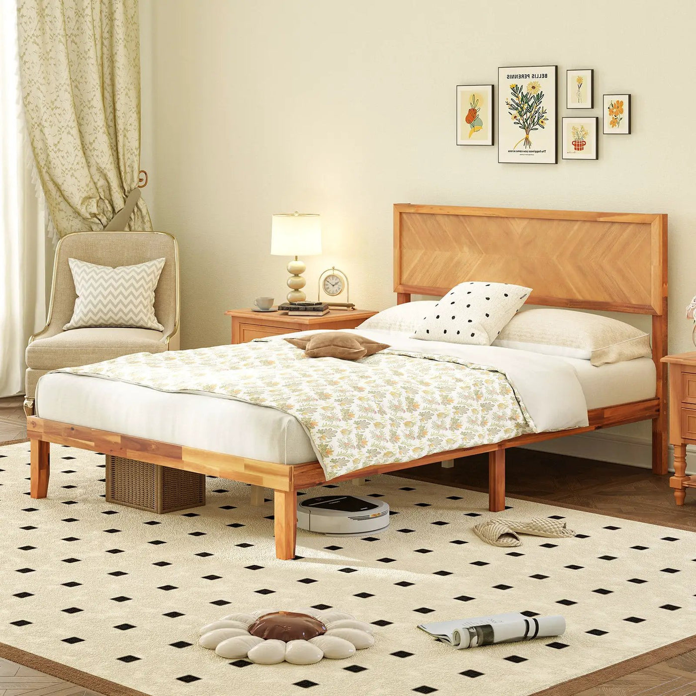 Twin/Full/Queen Size Bed Frame with Headboard and Storage Space by DirectDeals