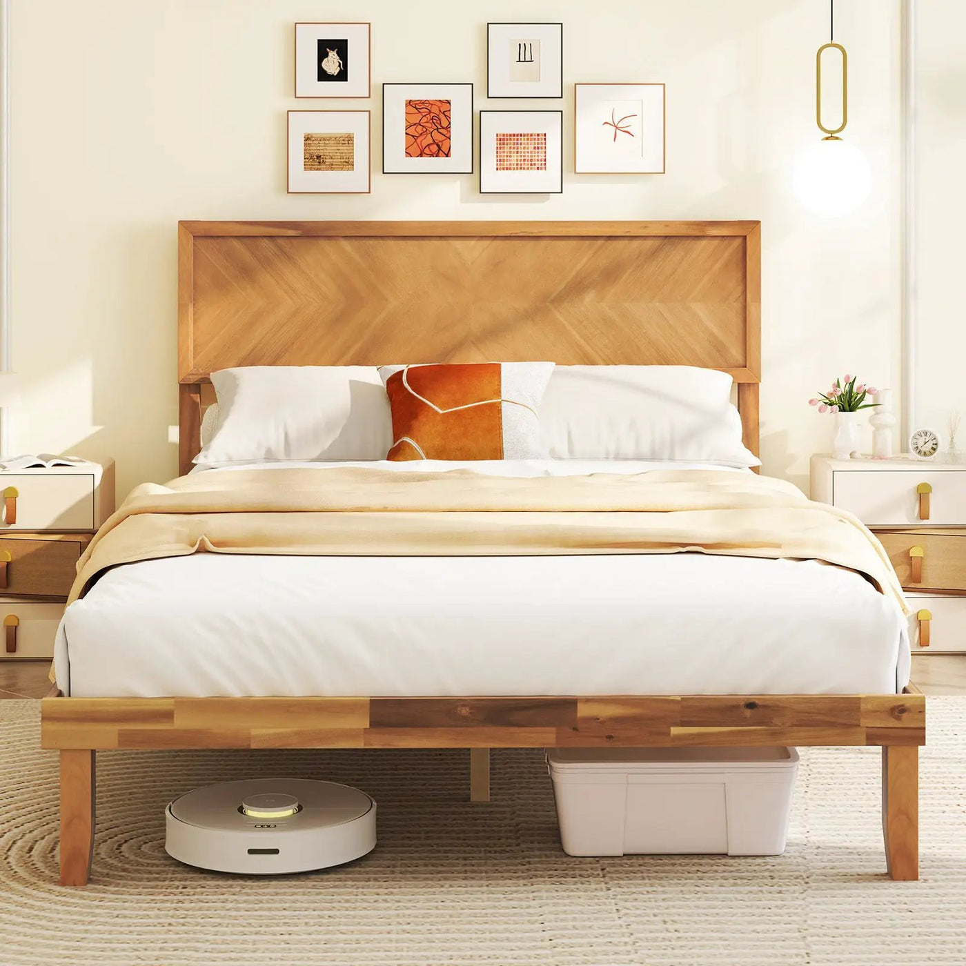 Twin/Full/Queen Size Bed Frame with Headboard and Storage Space by DirectDeals