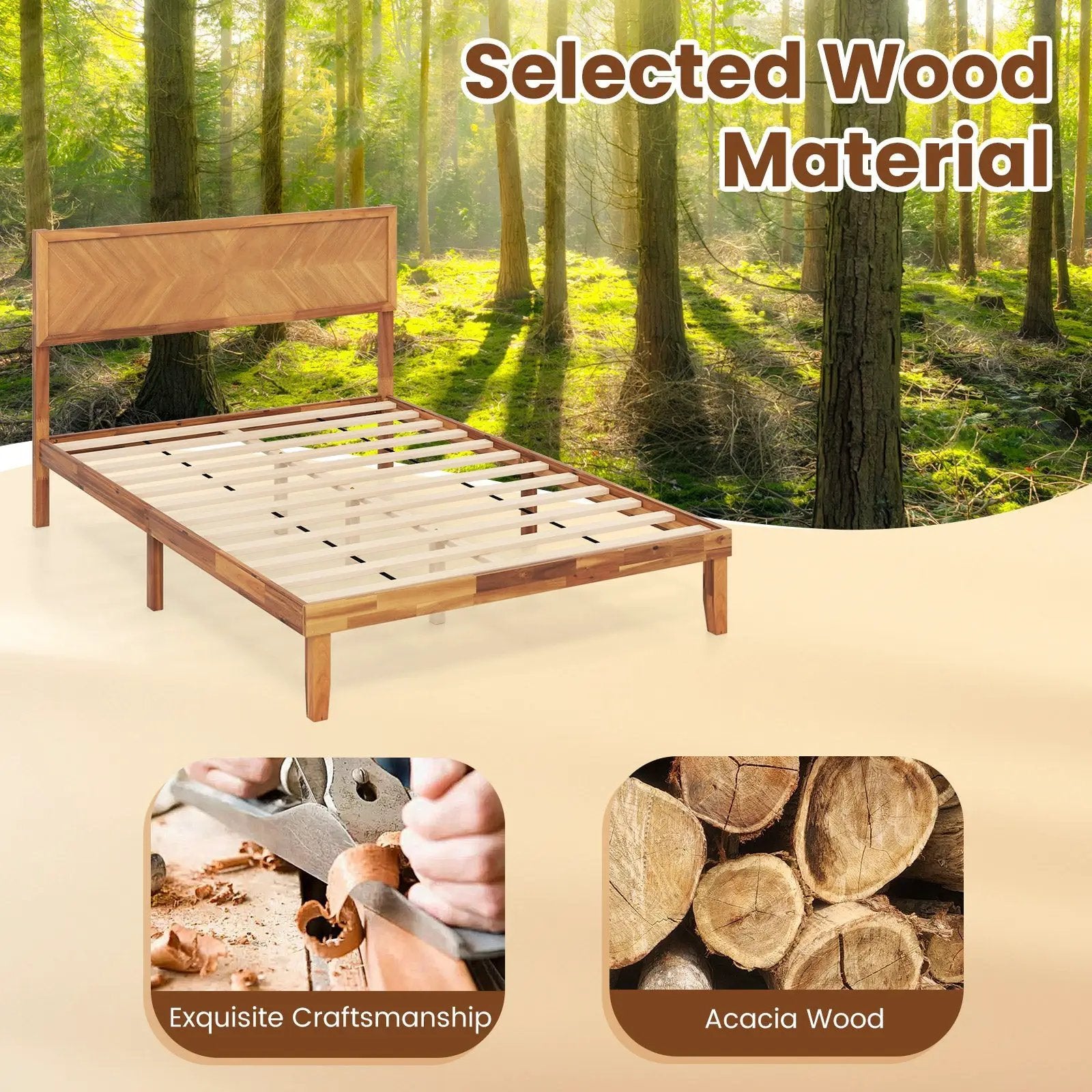 Twin/Full/Queen Size Bed Frame with Headboard and Storage Space by DirectDeals