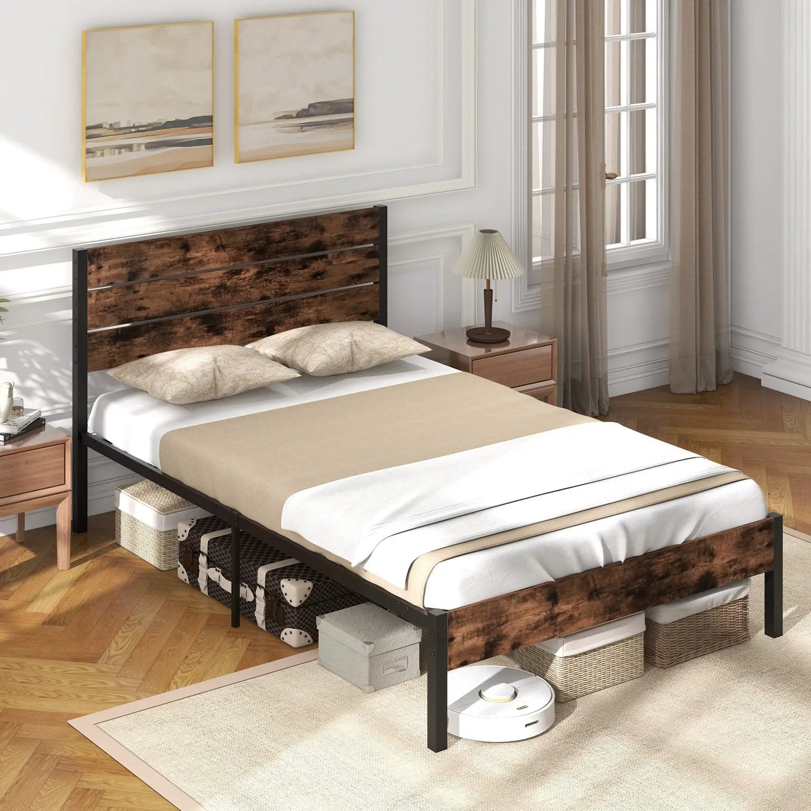 Full/King/Queen/Twin Size Bed Frame with High Headboard and Mute Bar by DirectDeals