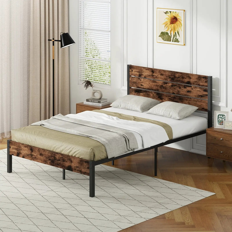 Full/King/Queen/Twin Size Bed Frame with High Headboard and Mute Bar by DirectDeals