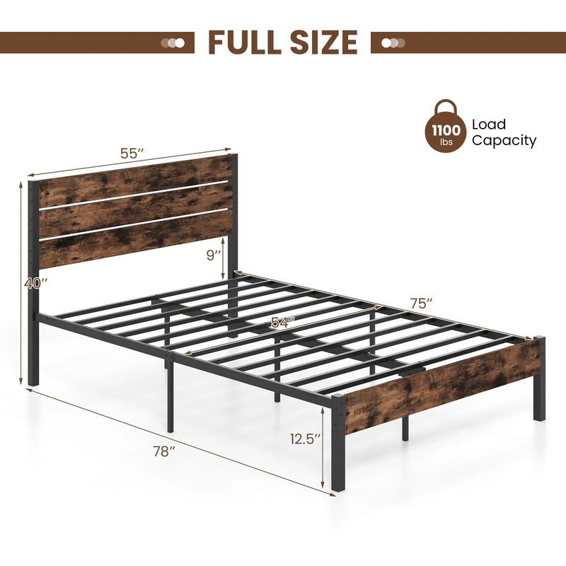Full/King/Queen/Twin Size Bed Frame with High Headboard and Mute Bar by DirectDeals