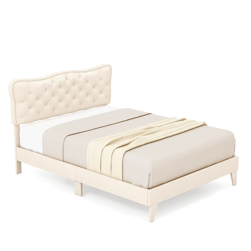 Full Size Bed Frame with Nail Headboard and Wooden Slats by DirectDeals