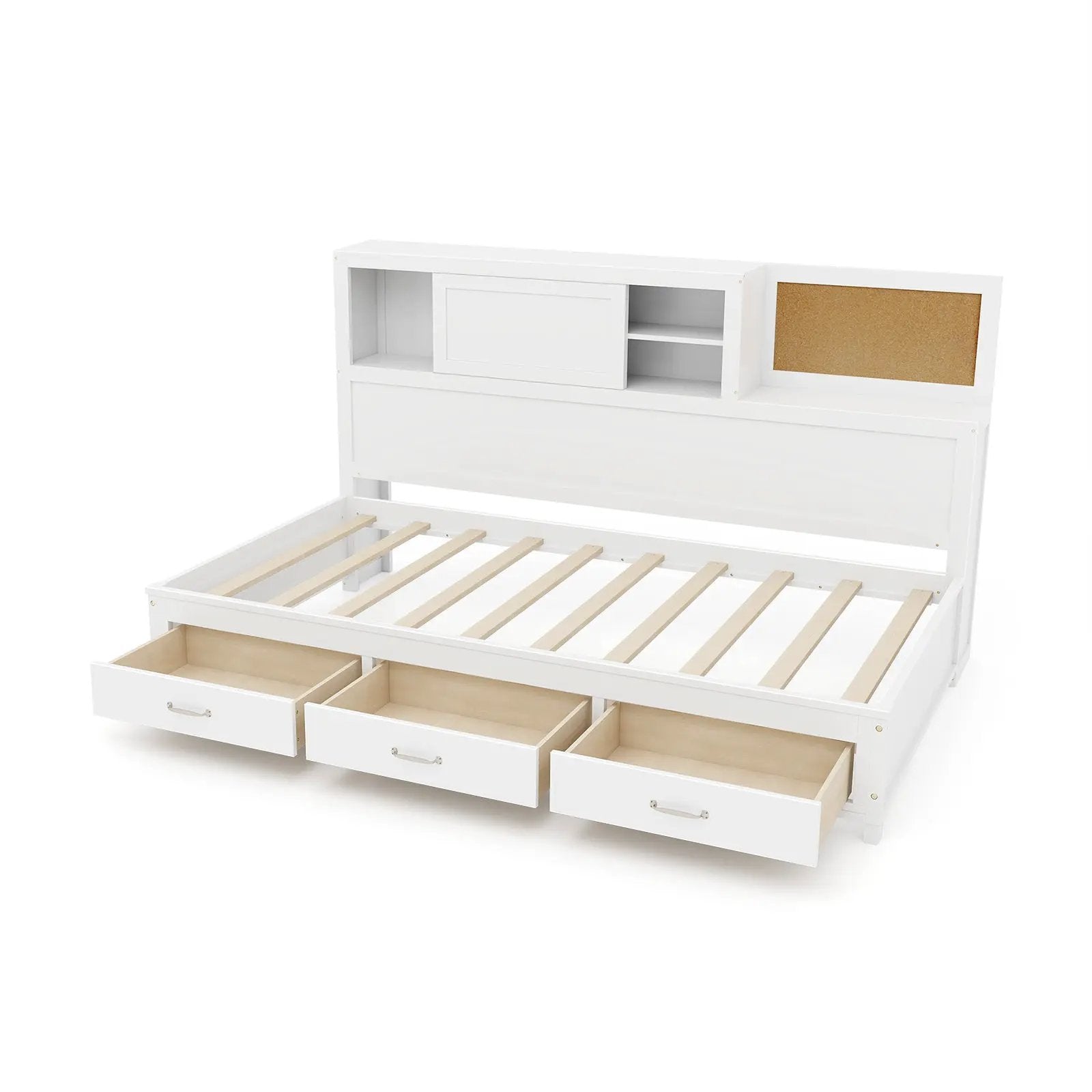 Twin/Full Size Wooden Daybed with 3 Drawers with Storage Shelves by DirectDeals