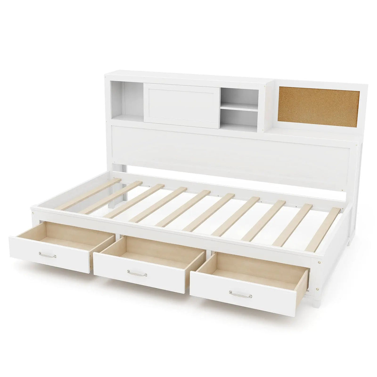 Twin/Full Size Wooden Daybed with 3 Drawers with Storage Shelves by DirectDeals