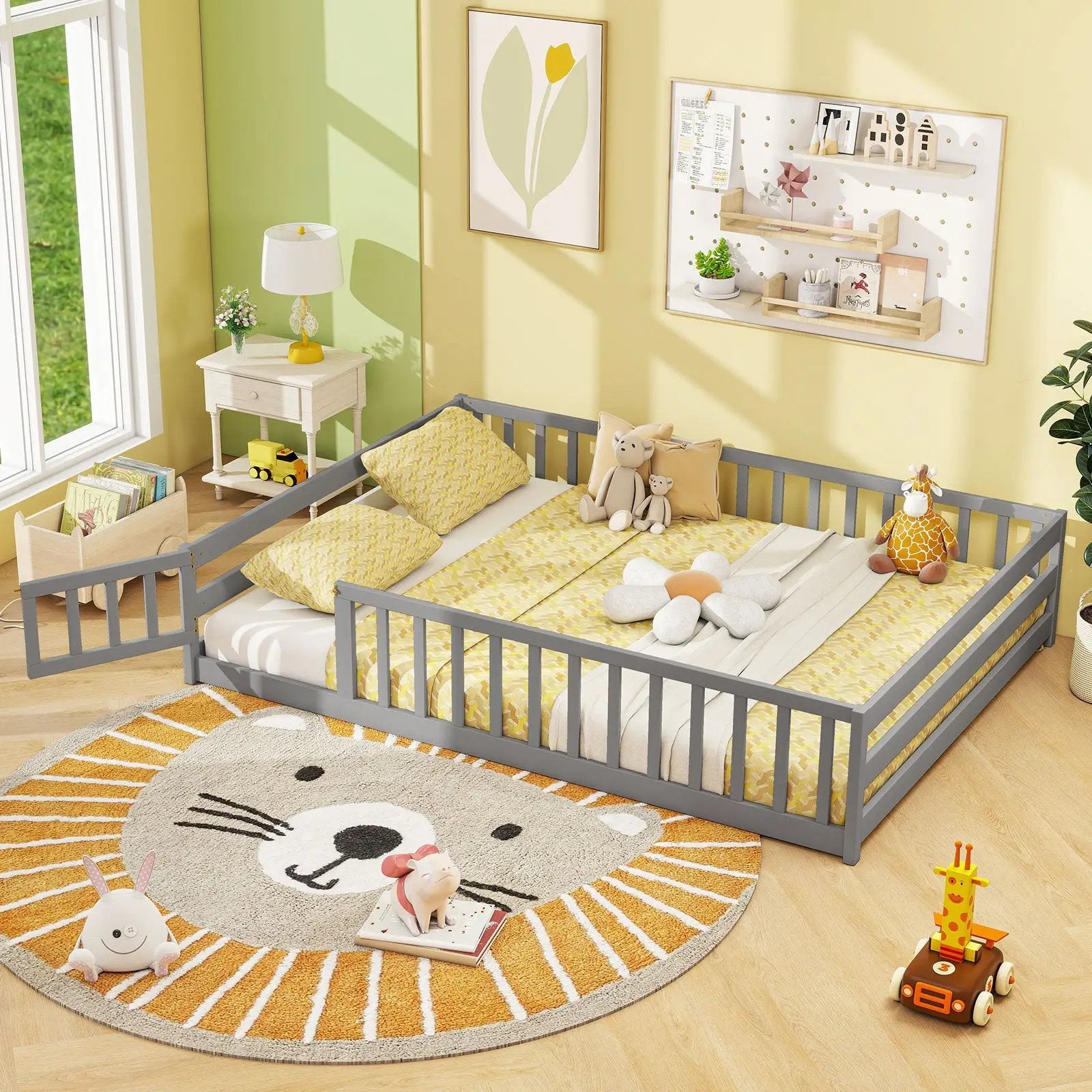 Full Size Floor Bed with Full Length Safety Guardrails by DirectDeals