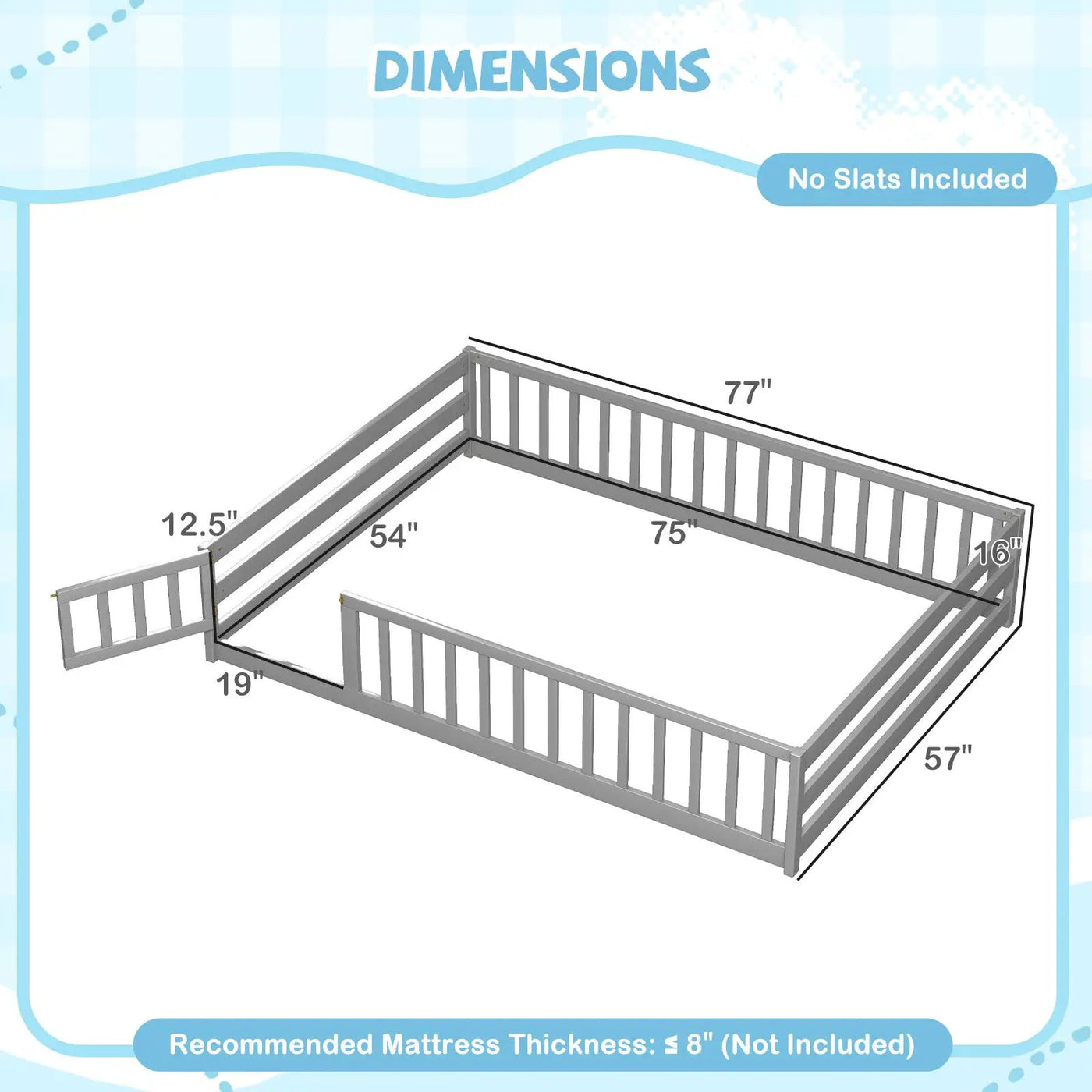 Full Size Floor Bed with Full Length Safety Guardrails by DirectDeals