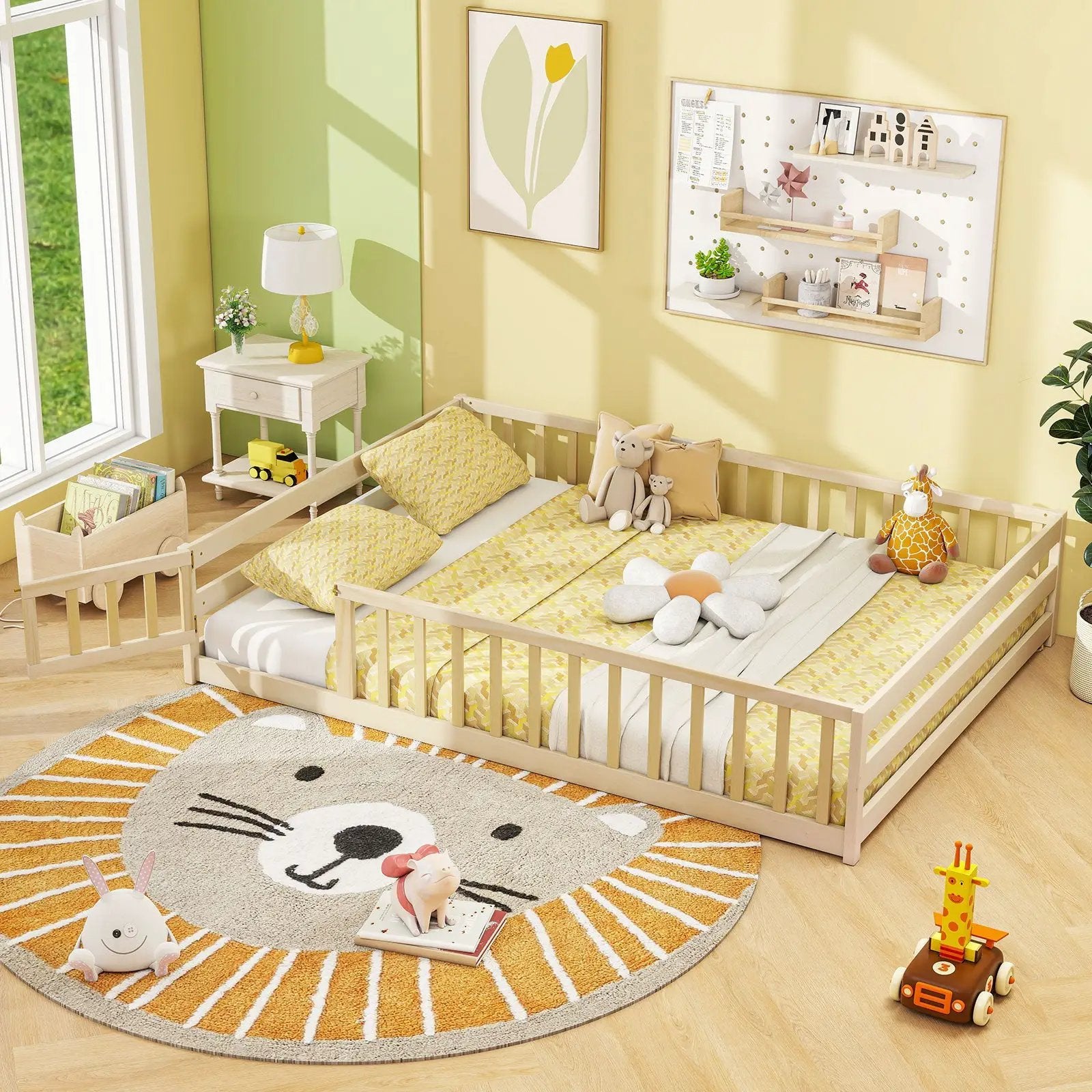 Full Size Floor Bed with Full Length Safety Guardrails by DirectDeals