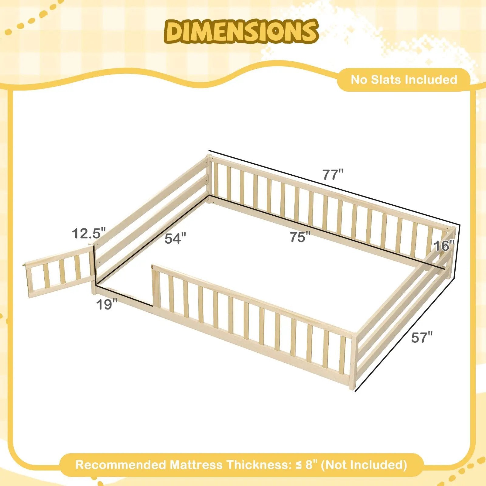 Full Size Floor Bed with Full Length Safety Guardrails by DirectDeals