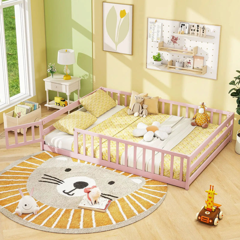 Full Size Floor Bed with Full Length Safety Guardrails by DirectDeals