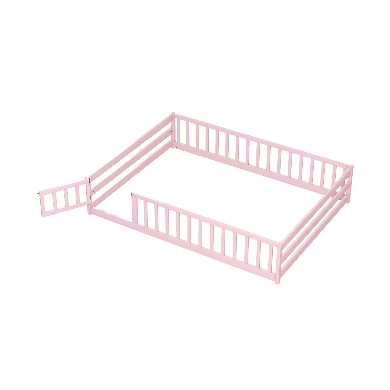 Full Size Floor Bed with Full Length Safety Guardrails by DirectDeals