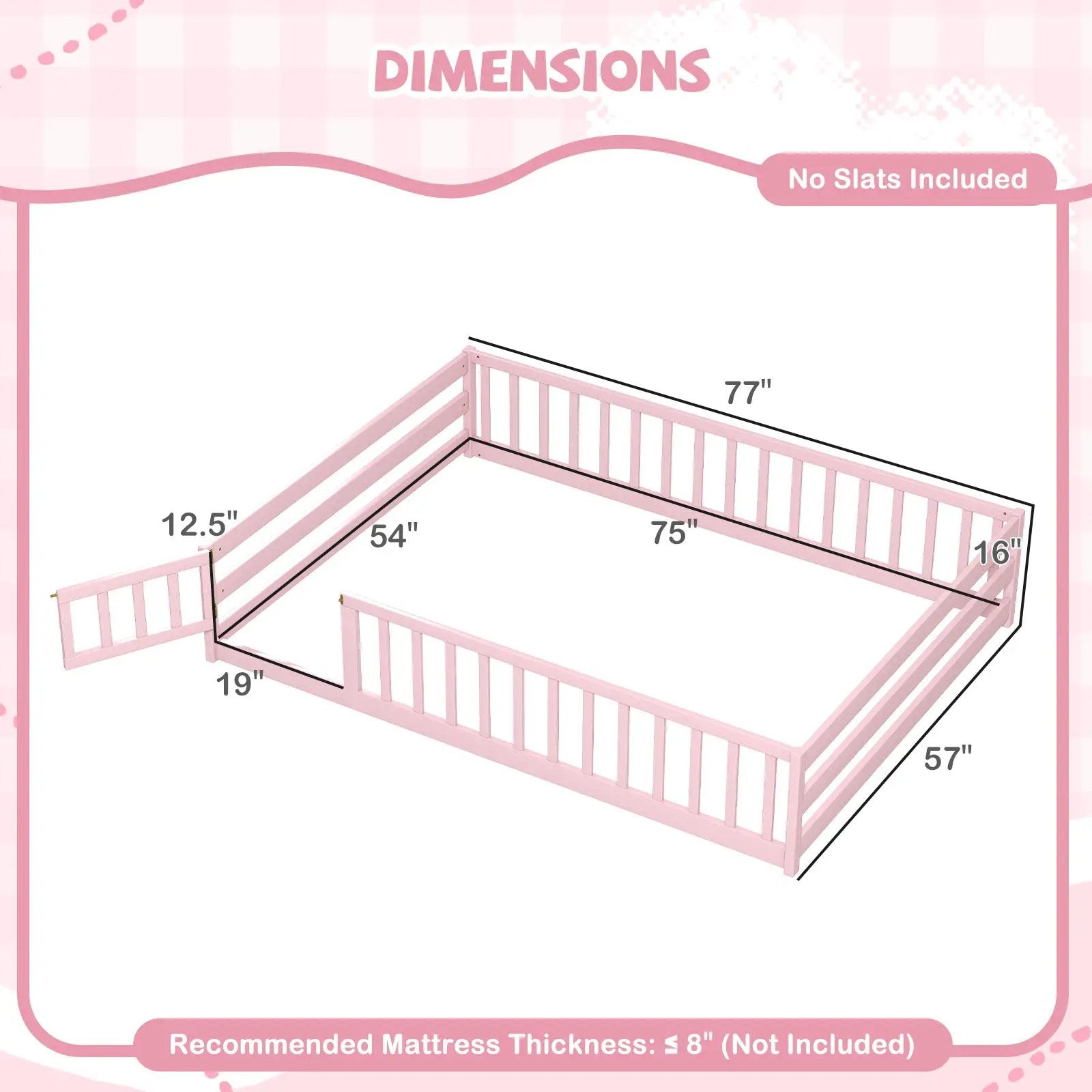Full Size Floor Bed with Full Length Safety Guardrails by DirectDeals