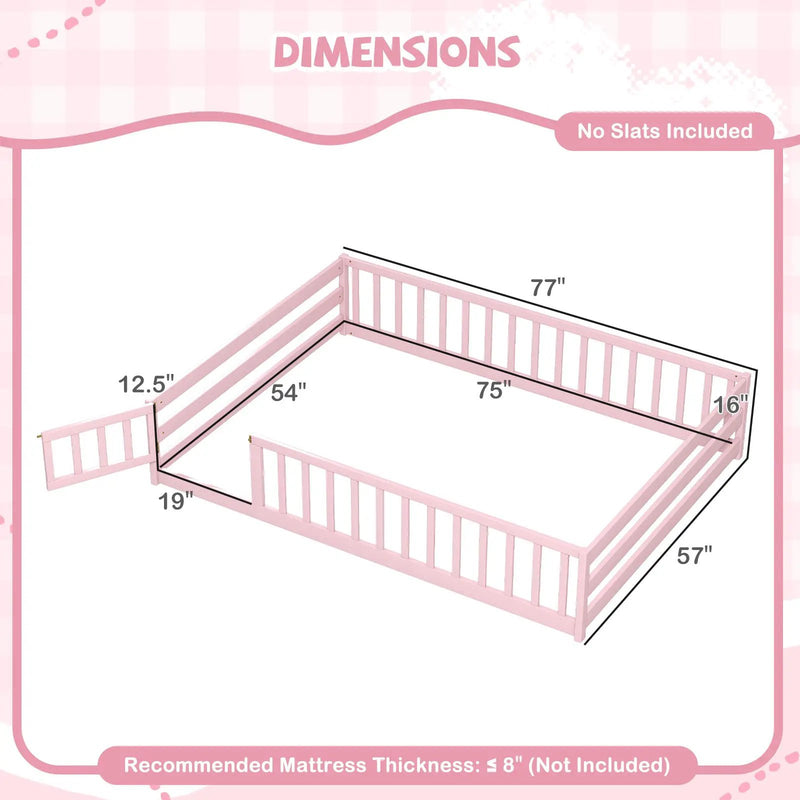 Full Size Floor Bed with Full Length Safety Guardrails by DirectDeals