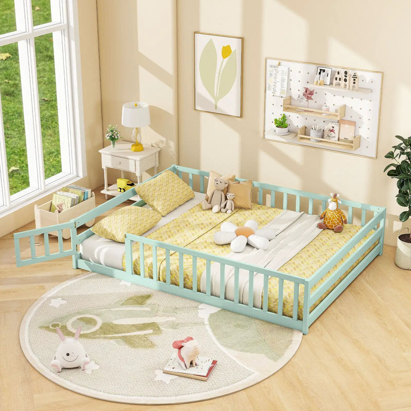 Full Size Floor Bed with Full Length Safety Guardrails by DirectDeals