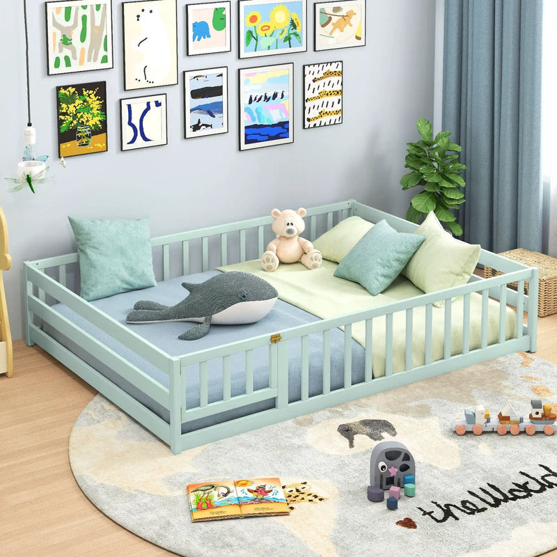 Full Size Floor Bed with Full Length Safety Guardrails by DirectDeals