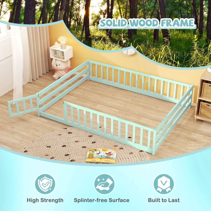 Full Size Floor Bed with Full Length Safety Guardrails by DirectDeals