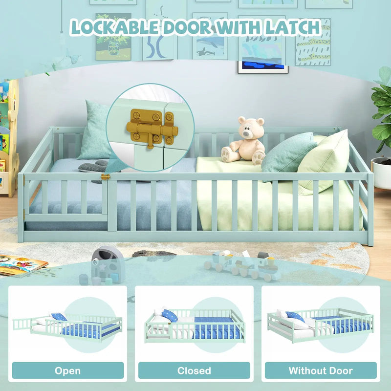 Full Size Floor Bed with Full Length Safety Guardrails by DirectDeals
