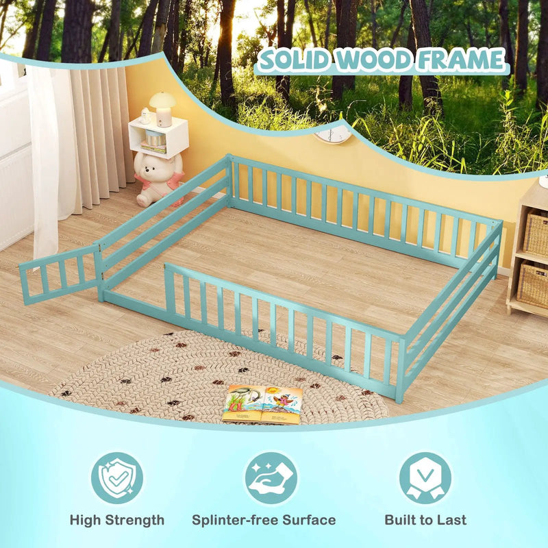 Full Size Floor Bed with Full Length Safety Guardrails by DirectDeals