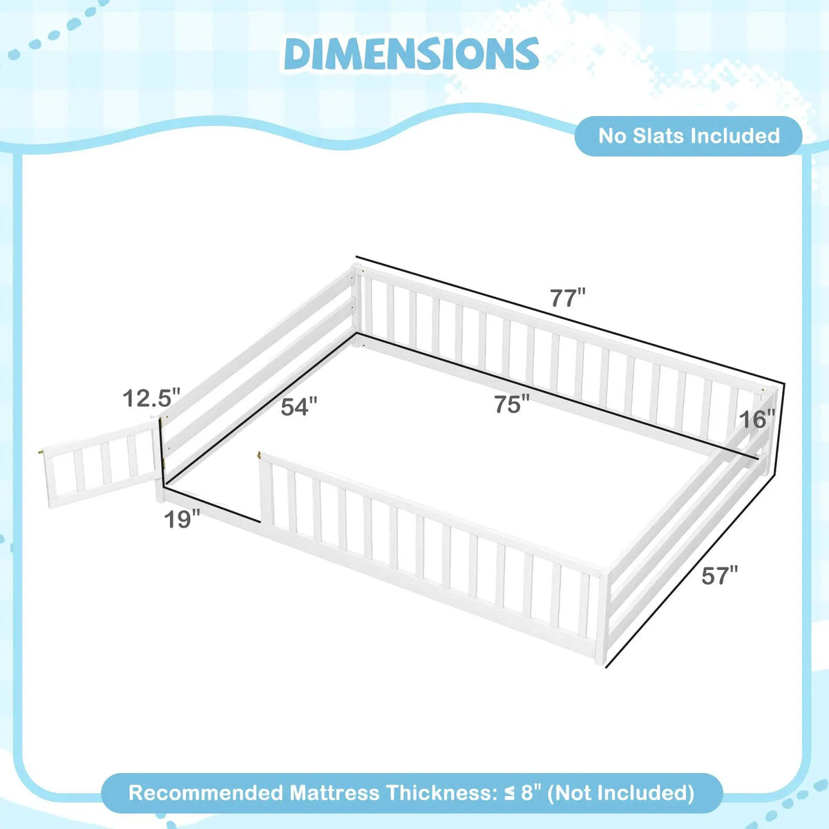 Full Size Floor Bed with Full Length Safety Guardrails by DirectDeals