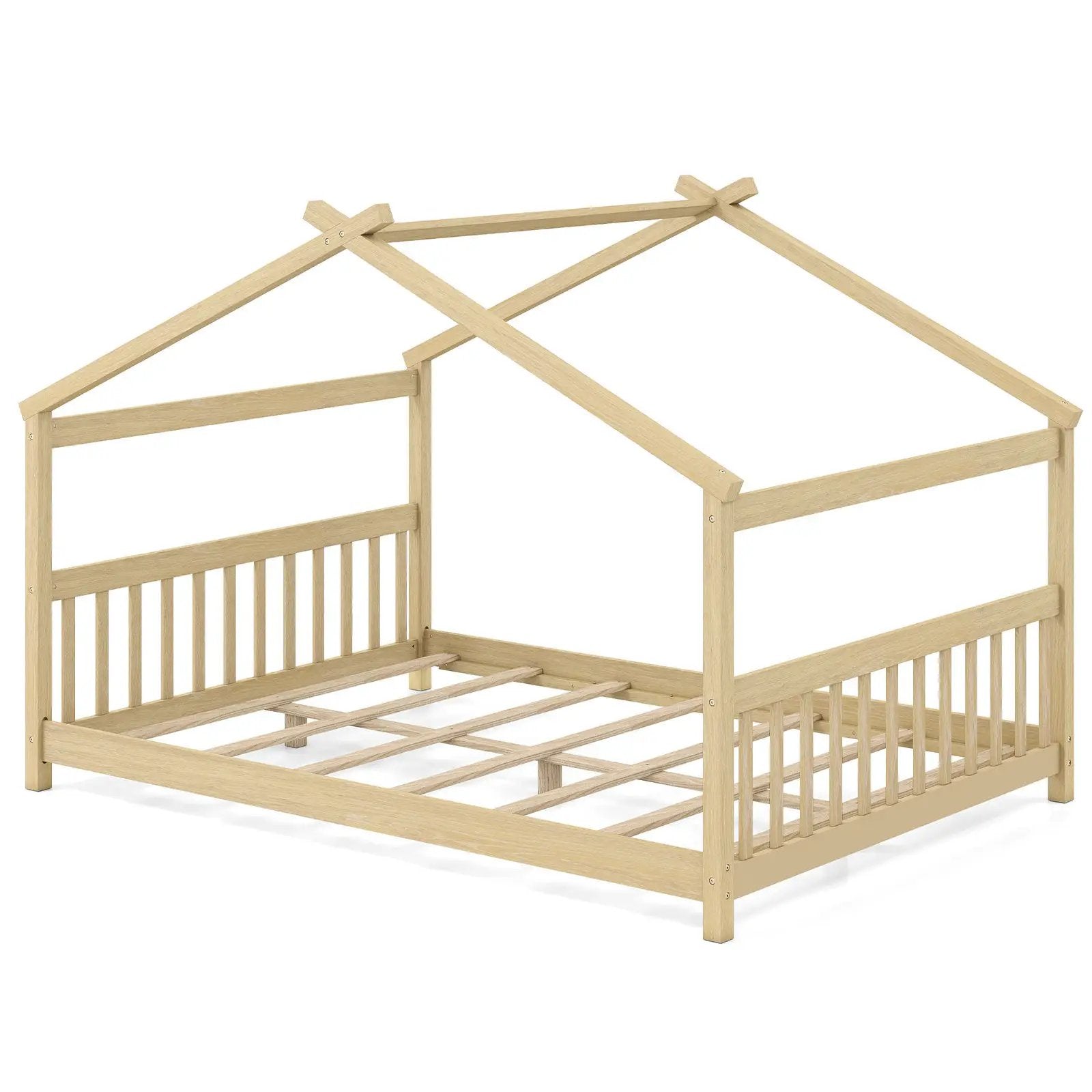 Full Size House Bed Montessori Floor Bed with Headboard by DirectDeals