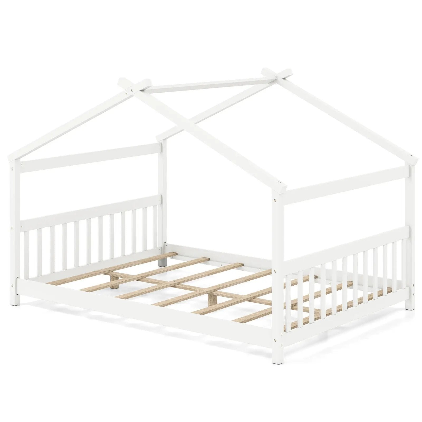 Full Size House Bed Montessori Floor Bed with Headboard by DirectDeals