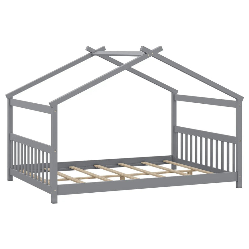 Full Size House Bed Montessori Floor Bed with Headboard by DirectDeals