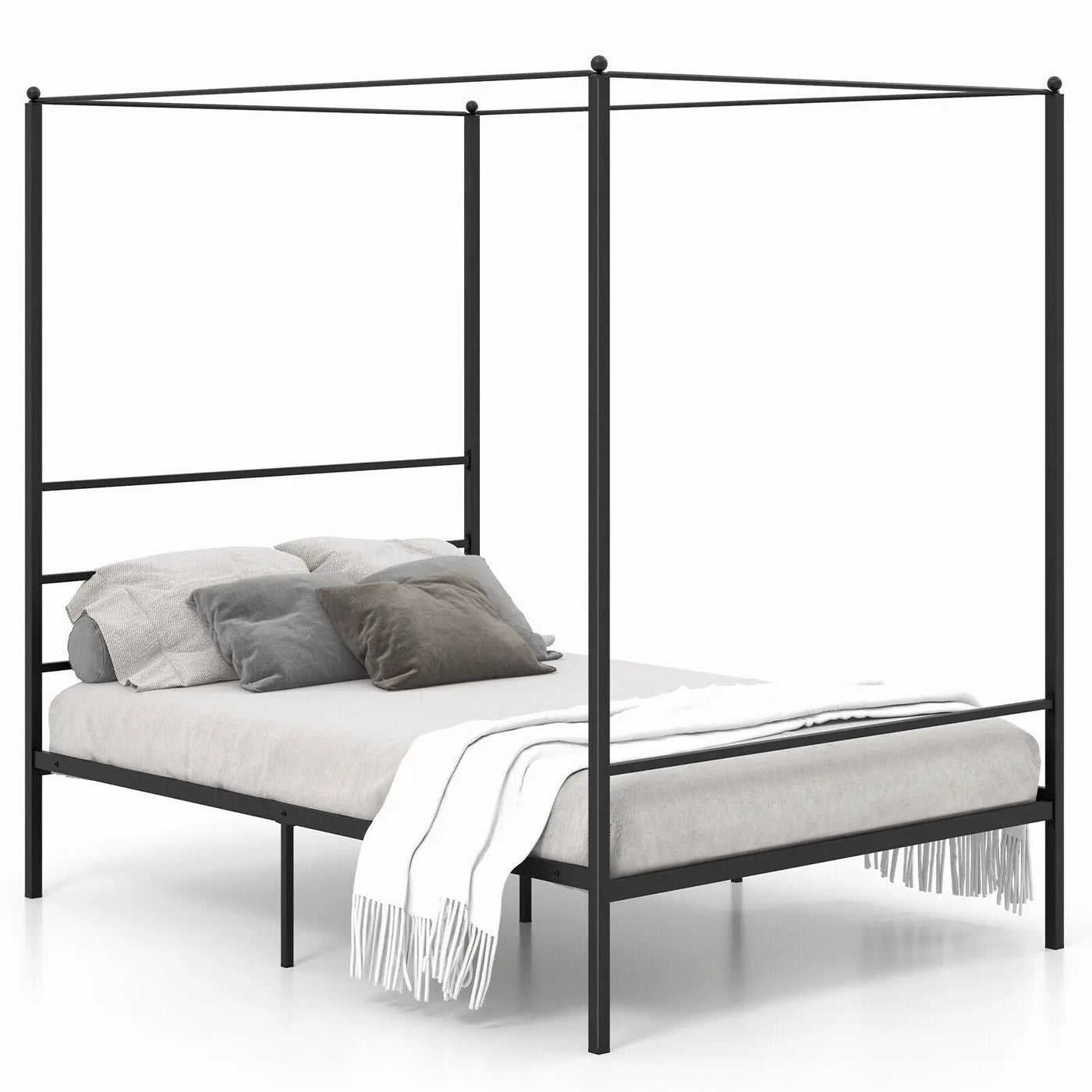 Twin/Full/Queen Size Metal Canopy Bed Frame with Slat Support by DirectDeals