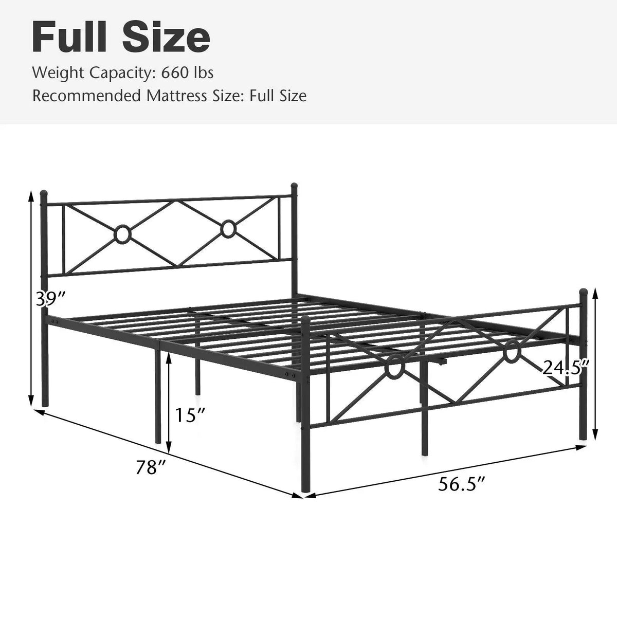 Full/Queen Size Metal Platform Bed Frame with Headboard and Footboard by DirectDeals