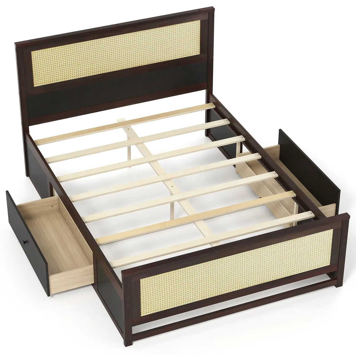 Full Size Rattan Bed Frame with Storage Drawers by DirectDeals