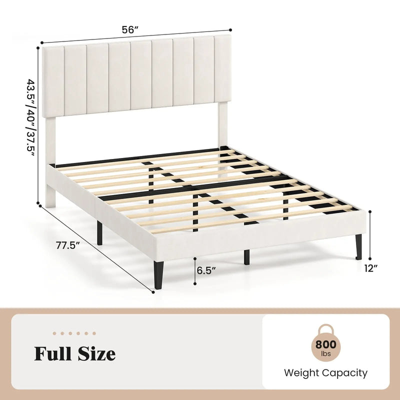 Full Size Velvet Upholstered Platform Bed Frame by DirectDeals