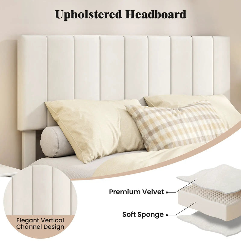 Full Size Velvet Upholstered Platform Bed Frame by DirectDeals