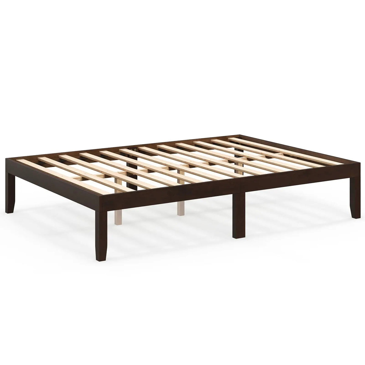 Full Size Wood Bed Frame with Wooden Slats Support and Rubber Wood Legs by DirectDeals